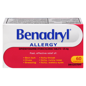 BENADRYL 25MG ALLERGIES  CA 60