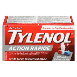 TYLENOL 500MG X/F ACT/RAP GEL 80