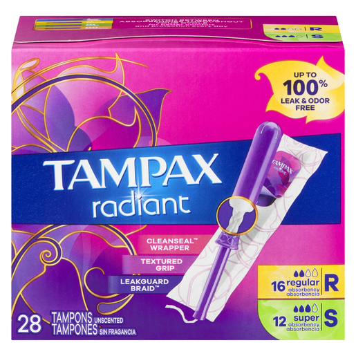 TAMPAX RADIANT REG/SUP N/PARF 28