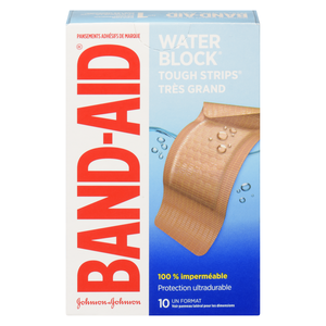 BAND-AID TOUGH STRIPS W/P XL 10