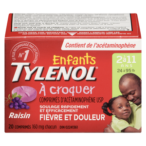 TYLENOL 160MG ENF RAISIN CROQ CO 20