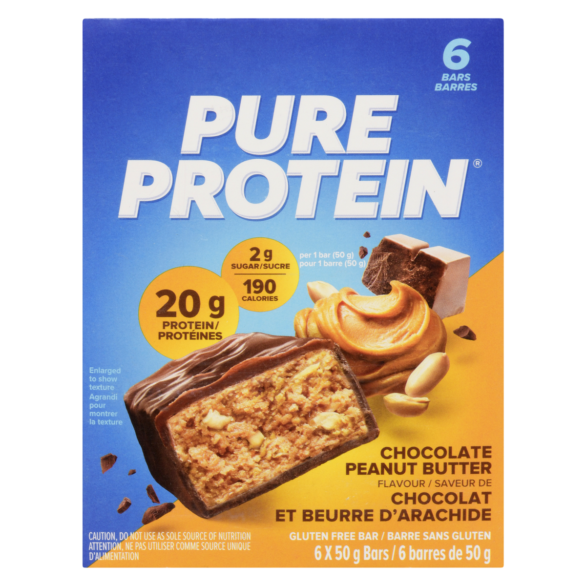 barre protéinée beurre d'arachide, 6 x 50 g – Pure Protein