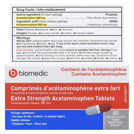 BIOMEDIC ACET 500MG RAP GEL 80