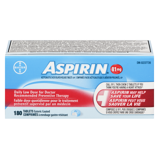 ASPIRIN 81MG ENROBE FAIBLE DOSE CO 180